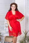 Короткий шовковий халат XXL+ Х928 Червоний