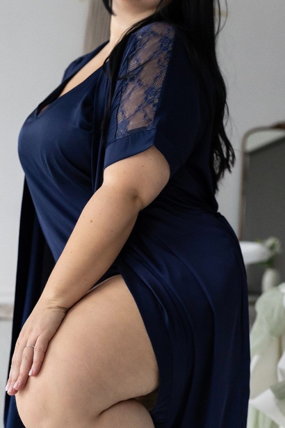 Халат з коротким рукавом XXL+ Х1010 Синій